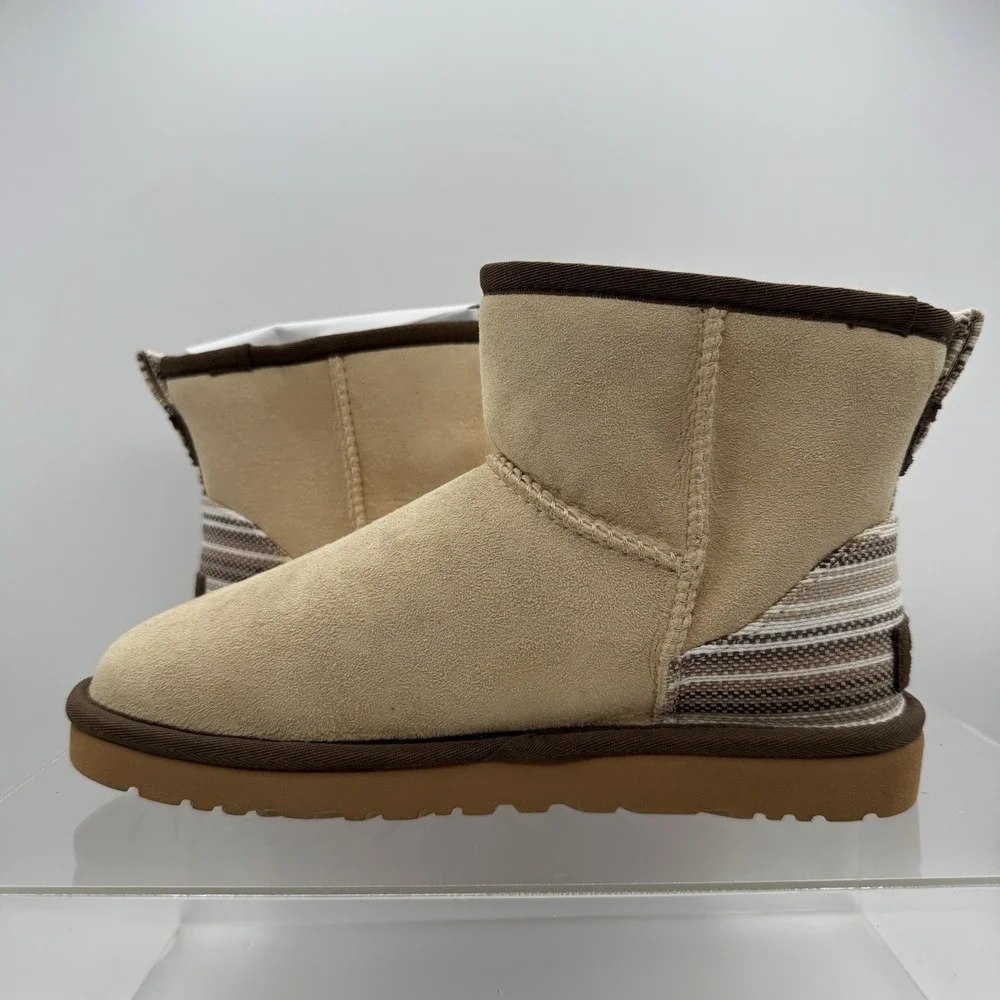 Brand New UGG Classic Mini Sherpa Cream Brown Boots 1010261 Women's Size 7