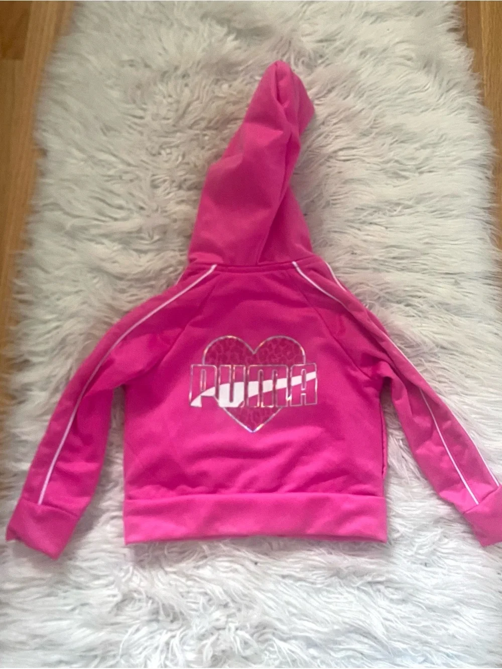Puma Full Zip Track Jacket Pink Heart Leopard Hopdie Toddler Girls 2T