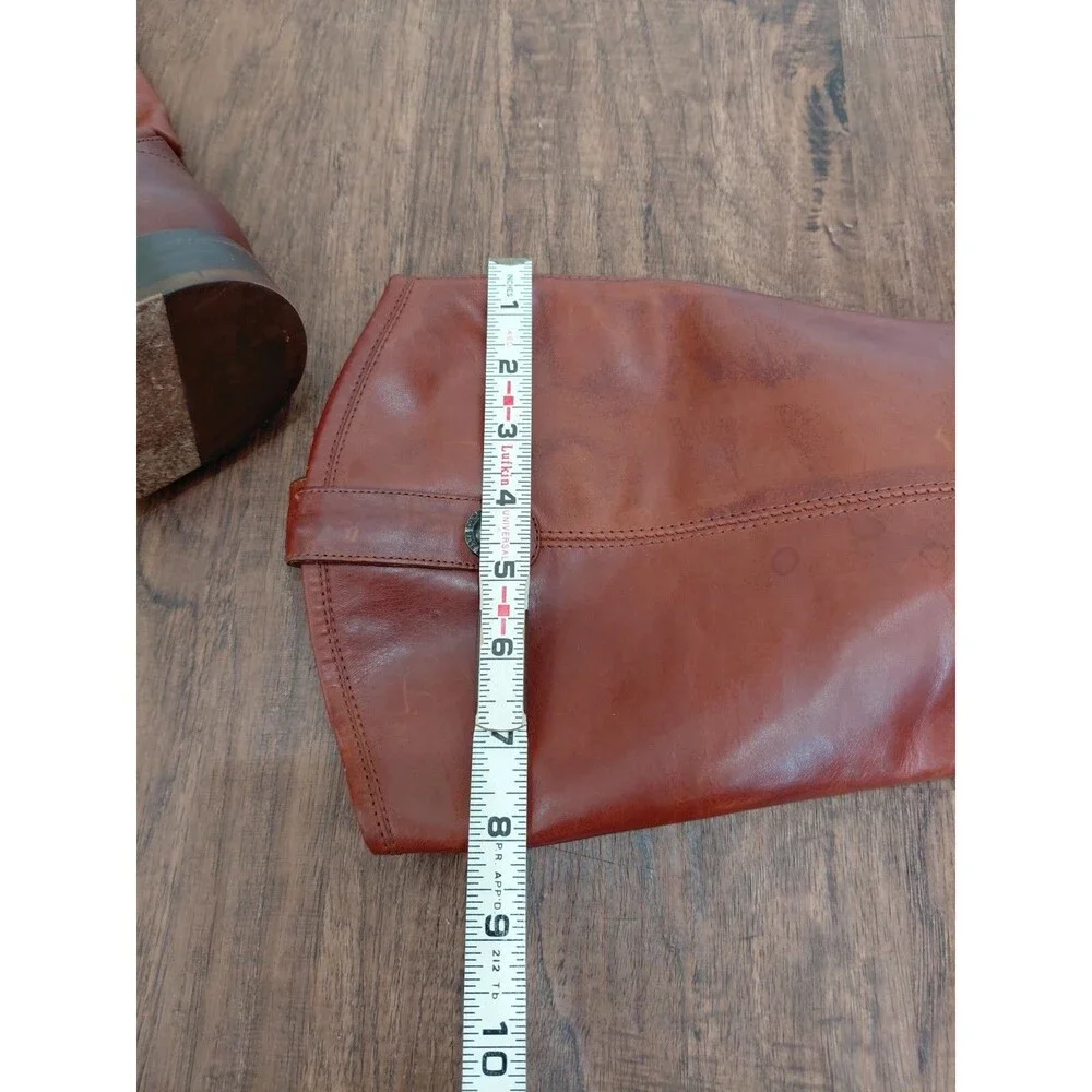 Frye Boots Melissa Button Tall Leather Riding Cognac Brown Womens 11B