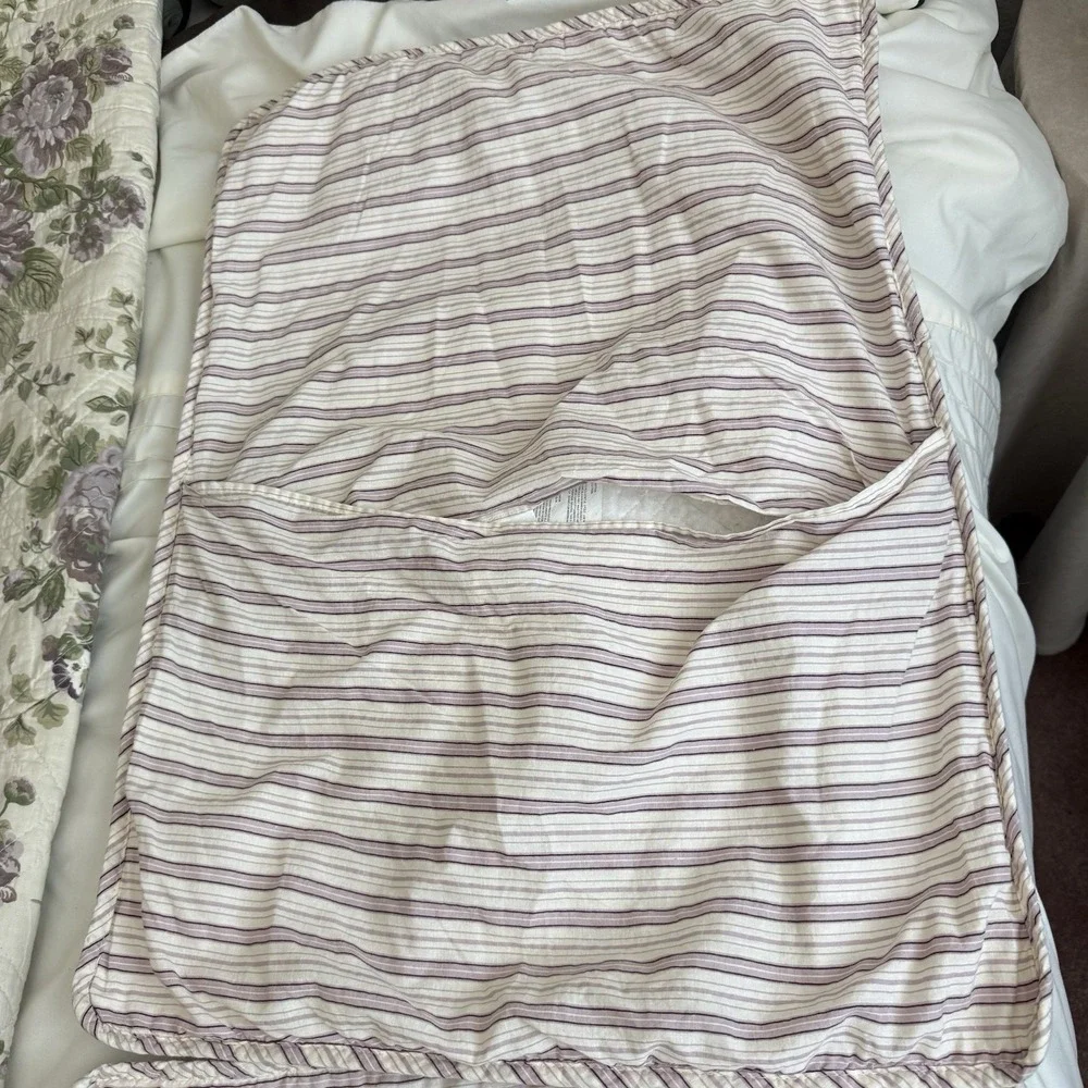Vtg Cottagecore Quilt Full Queen Floral Shams Rose Reversible Striped Bedspread