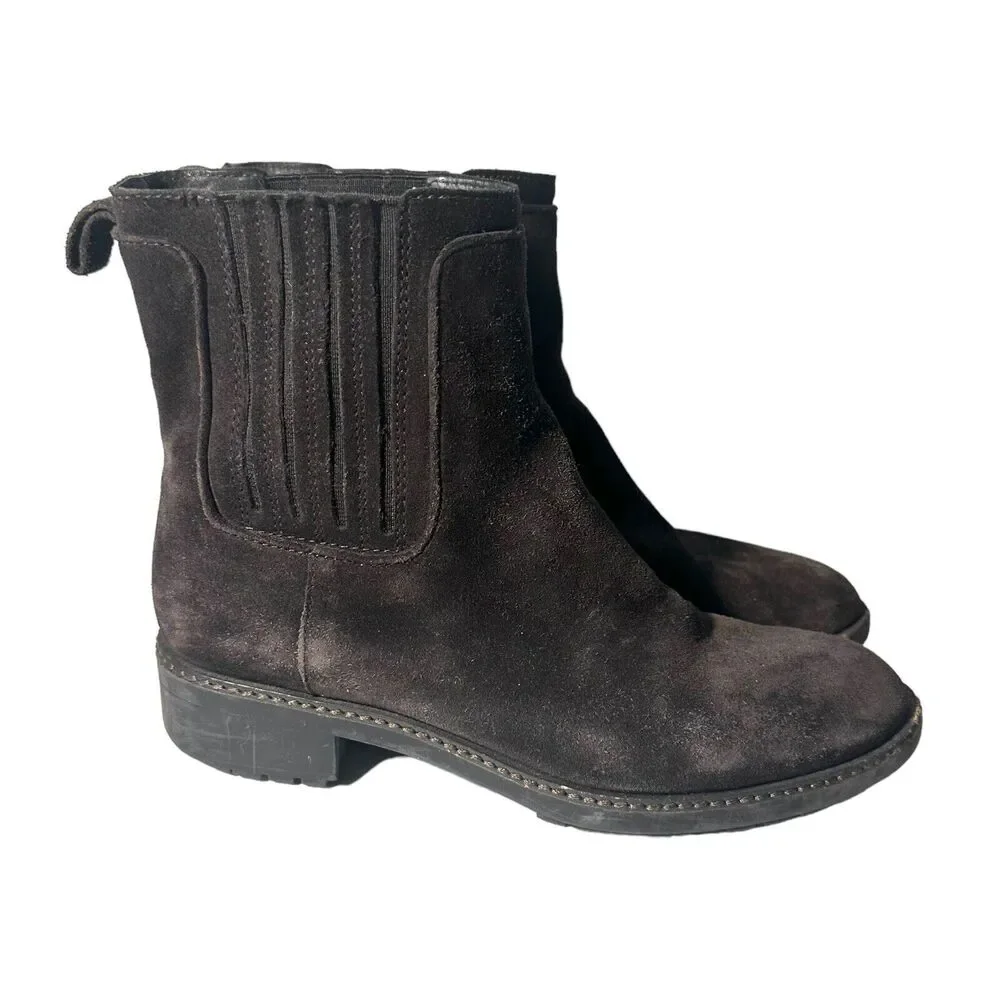 Via Spiga Womens Sz 6 Erisa Chelsea Brown Suede Leather Booties Ankle Boot
