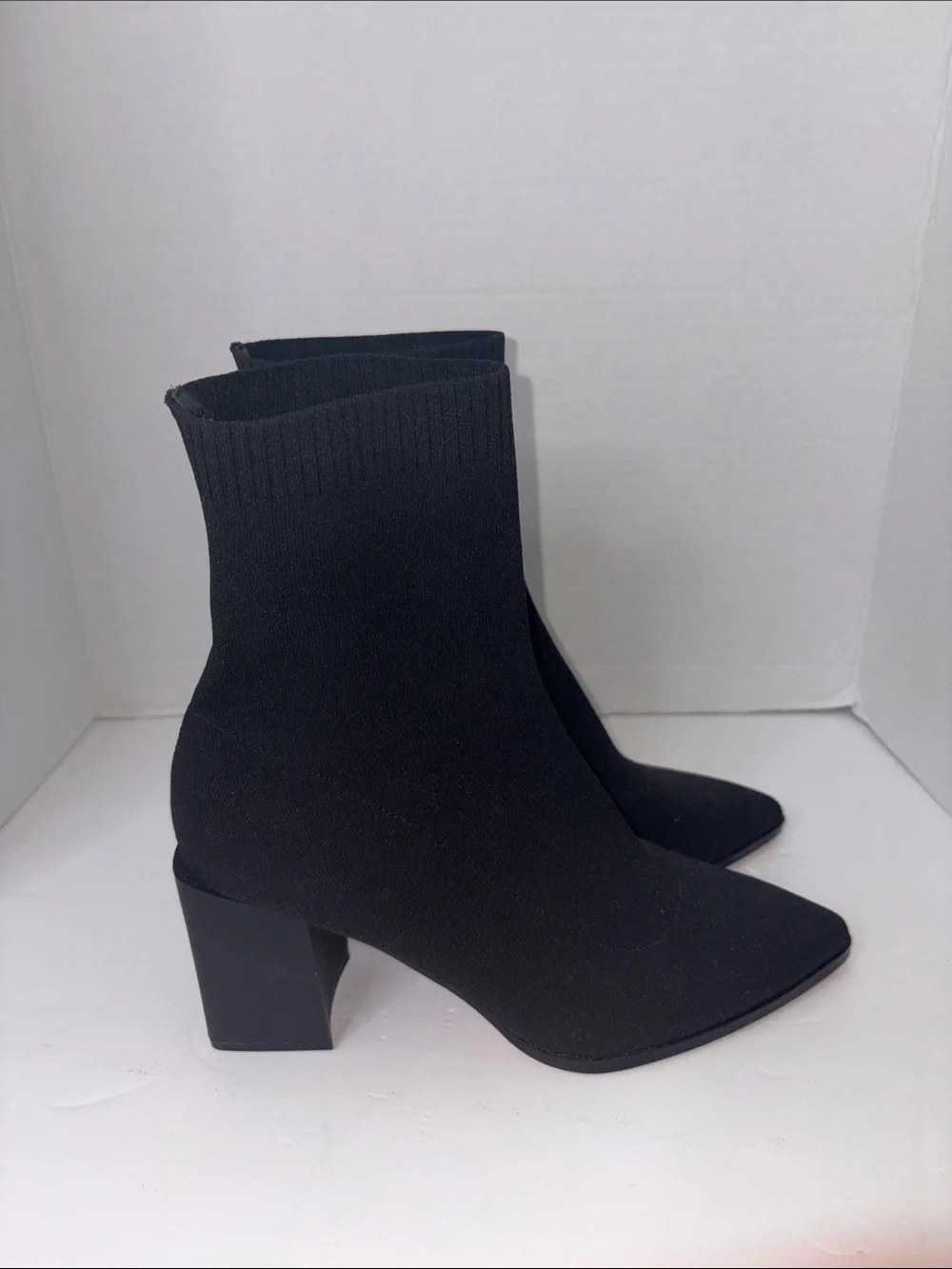 Aldo Black Stretch-Knit Pointed Sock Booties Size 8.5