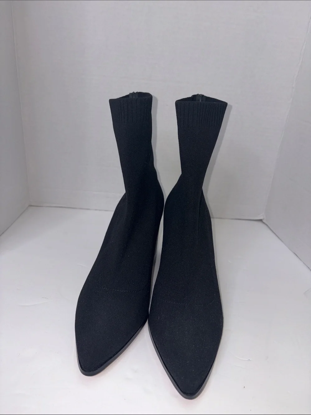 Aldo Black Stretch-Knit Pointed Sock Booties Size 8.5