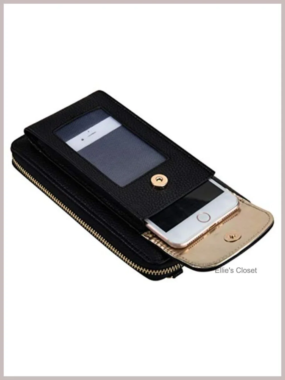 Vegan Faux Leather Wristlet Crossbody Wallet with Phone Pocket