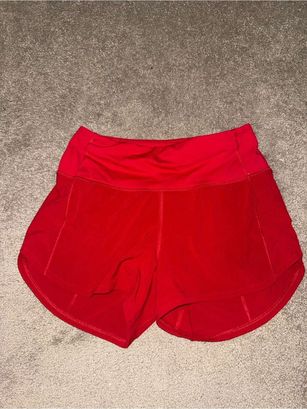 Women’s Red Lululemon Athletic Shorts - High Waist Running Shorts