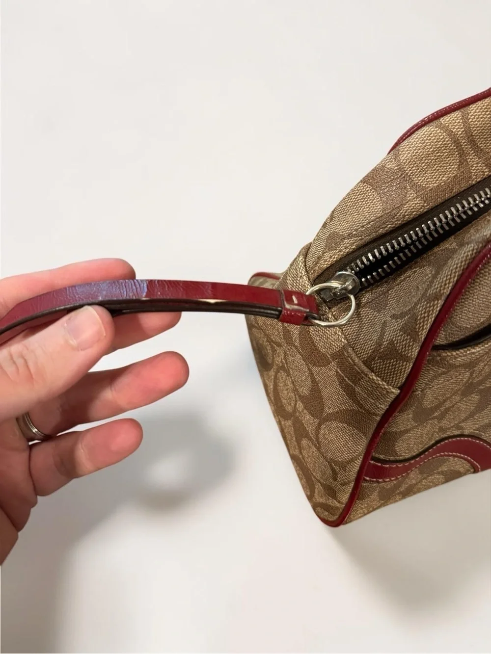 Coach pink canvas slip
