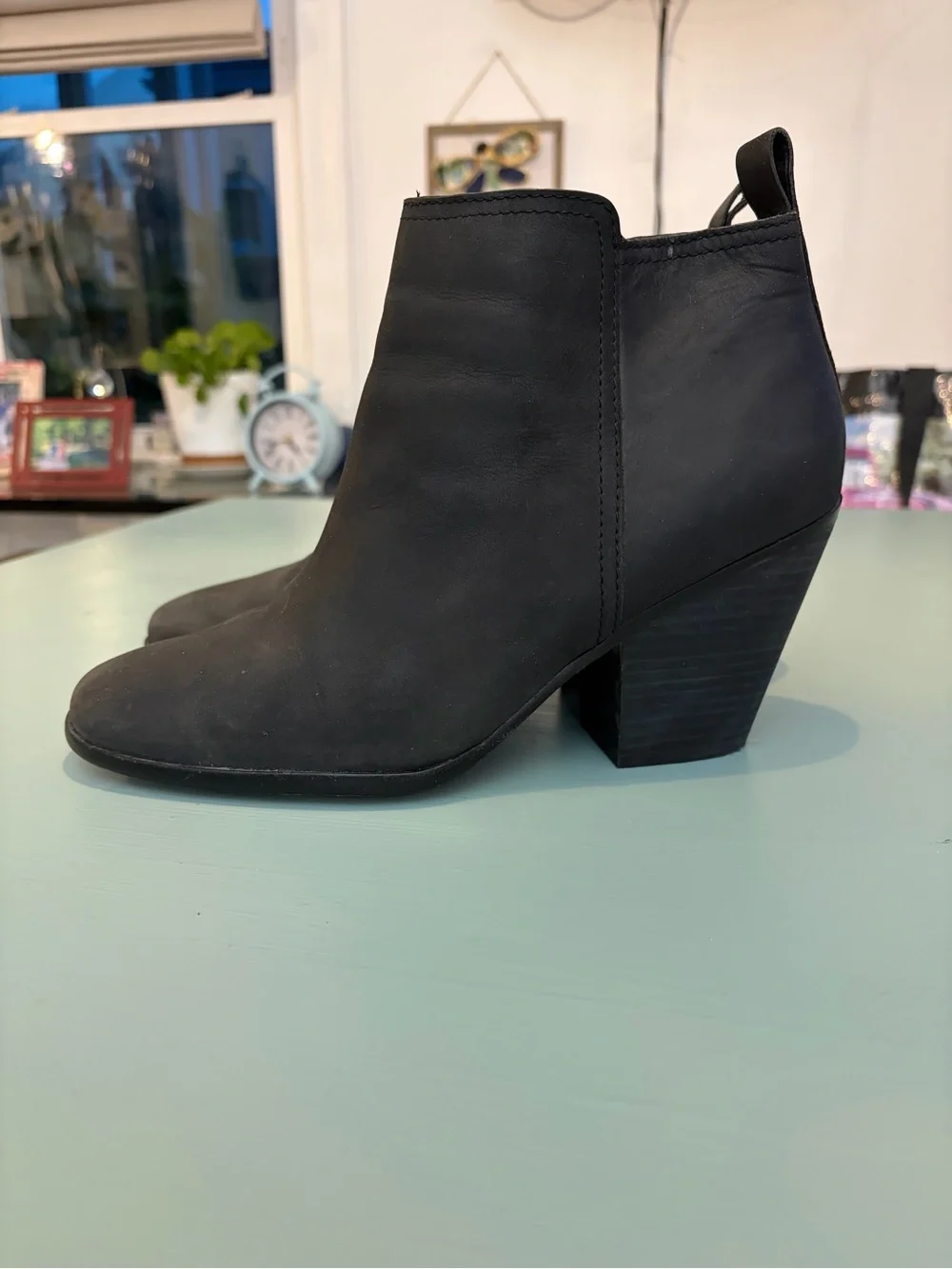Cole Haan Black Nubuck Ankle Booties with Block Heel
