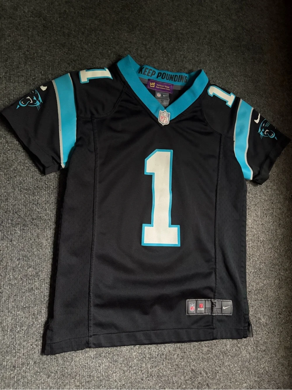 Cam Newton Nike Kids Carolina Panthers Black & Blue #1 Jersey