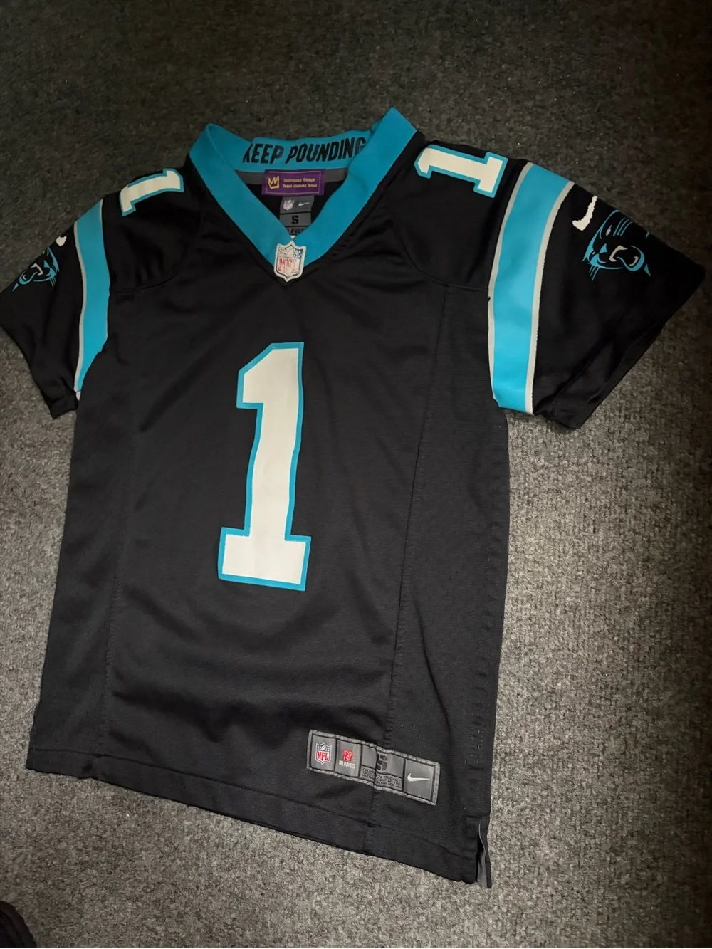 Cam Newton Nike Kids Carolina Panthers Black & Blue #1 Jersey