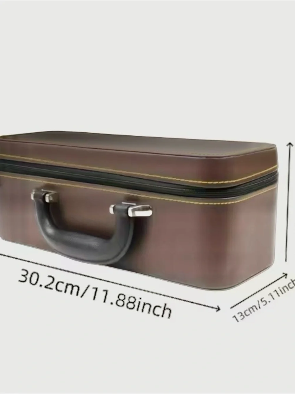 Brown Vintage-Style Hard Case for Bangle Jade Travel Box with Black Handle