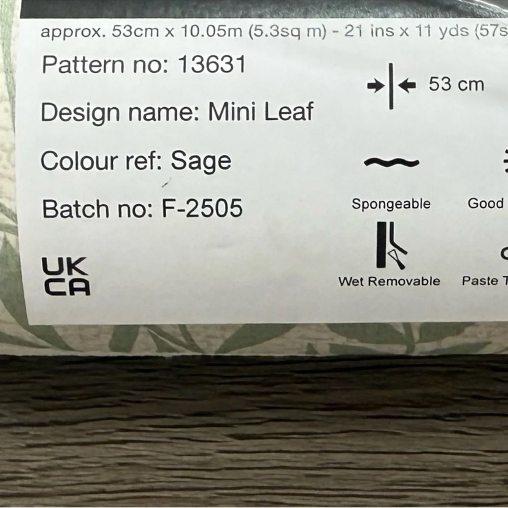 New! 1 roll of Holden Wallpaper. Mini Leaf Trail in Sage color, 57 sq ft