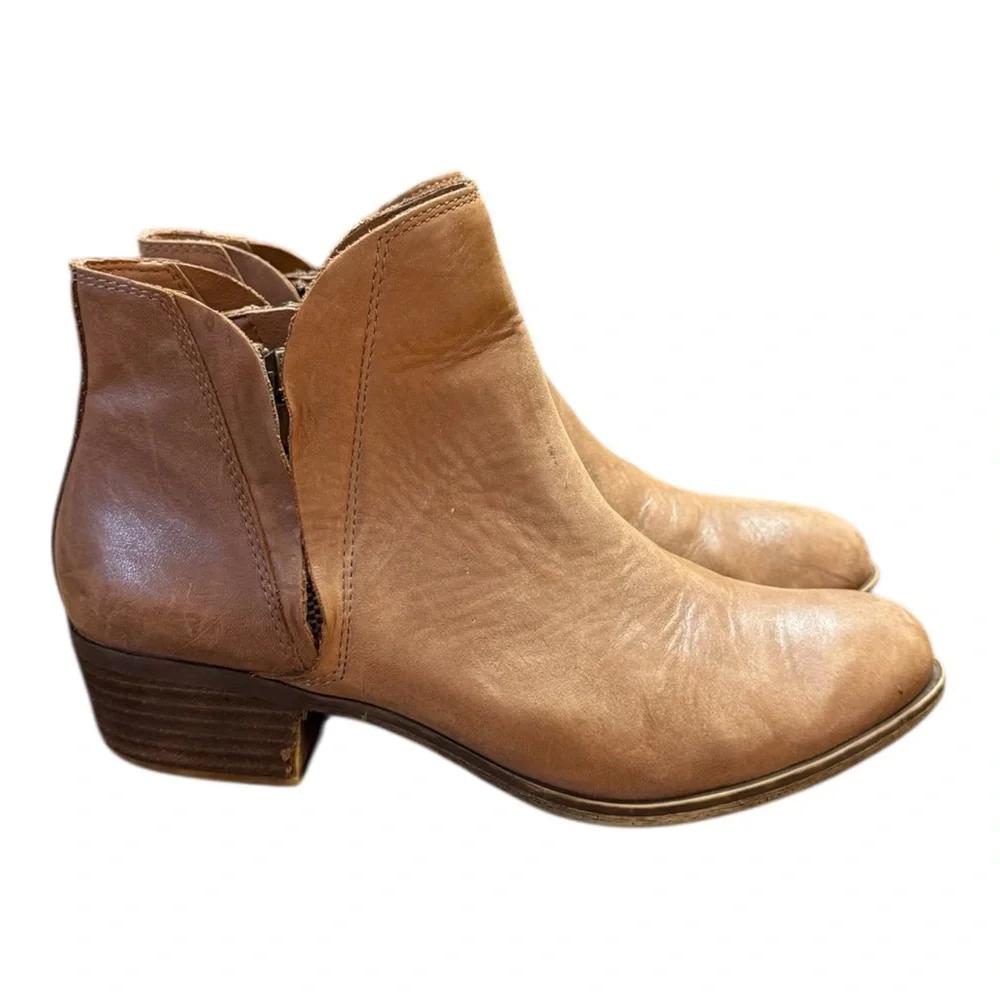 Lucky Brand Brenon Double Zip Leather Ankle Bootie Women’s Size 9 M