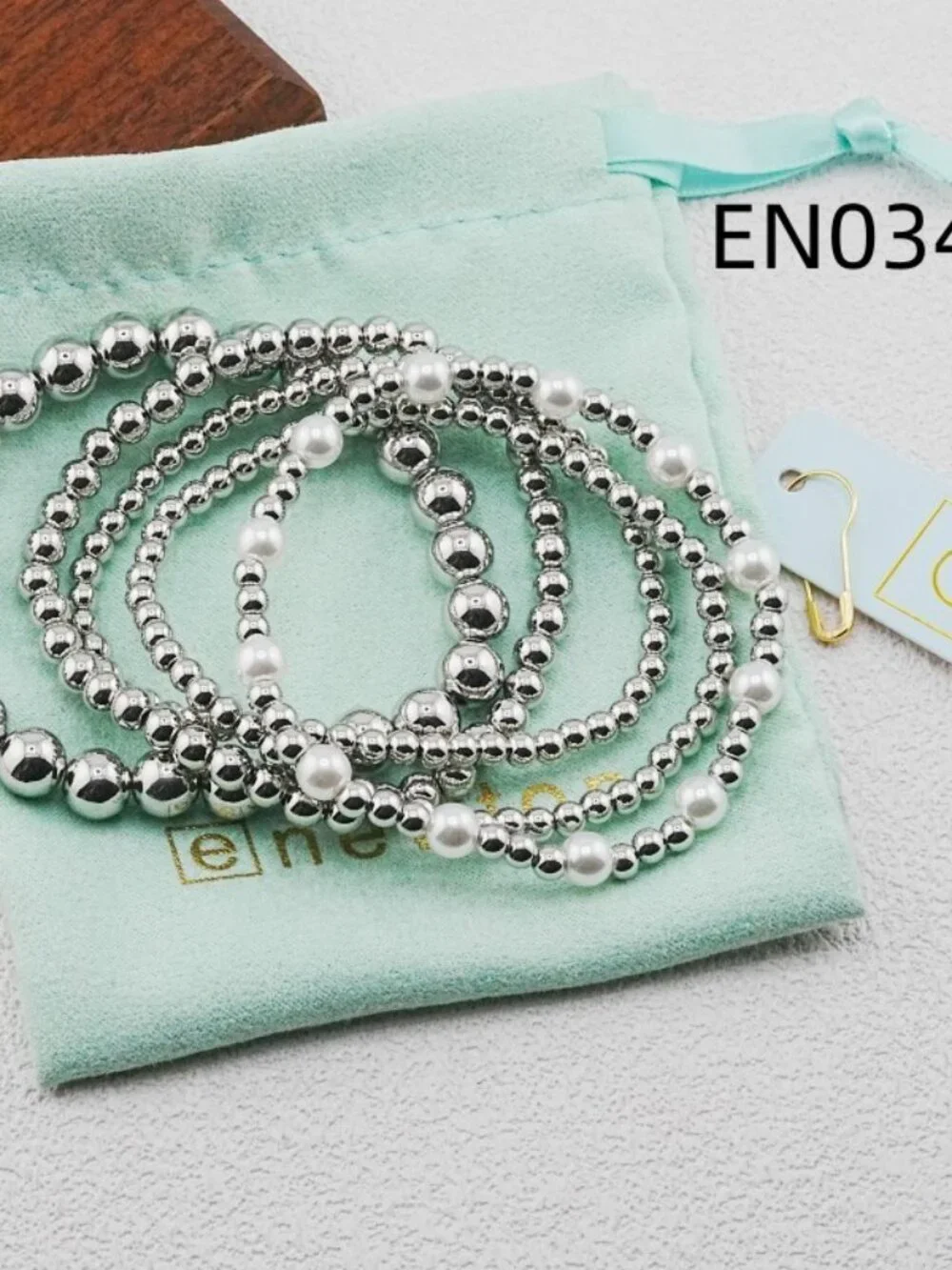 Enewton Platinum Bead & Pearl Five-Piece Bracelet Set