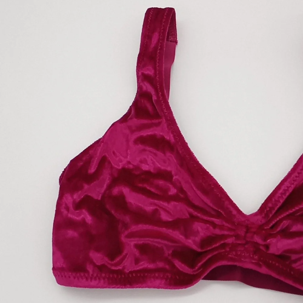 Free People Rhiannon Crushed Velvet Soft Bralette Fuschia Pink XS