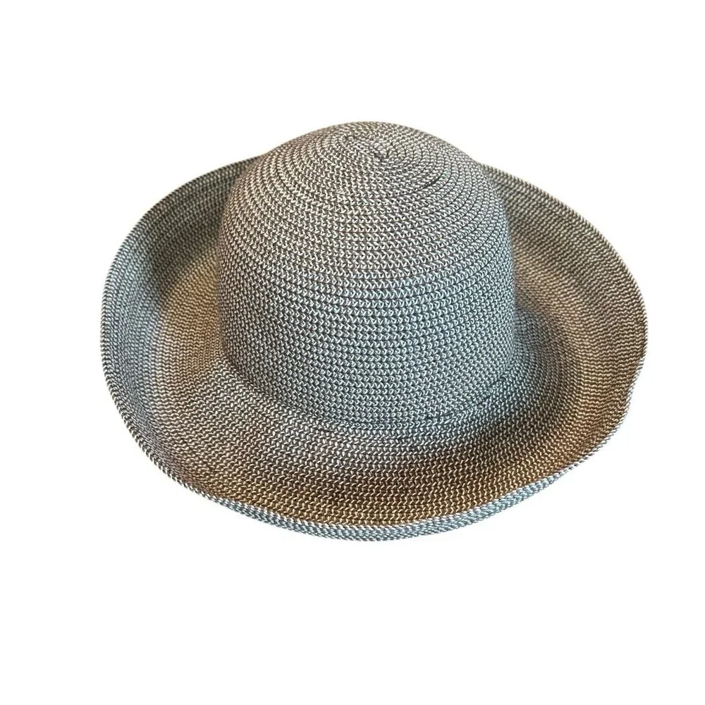 Vintage‎ Womens Woven Sun Hat Brown Wide Brimmed Brown Natural Tone Boho OSFM