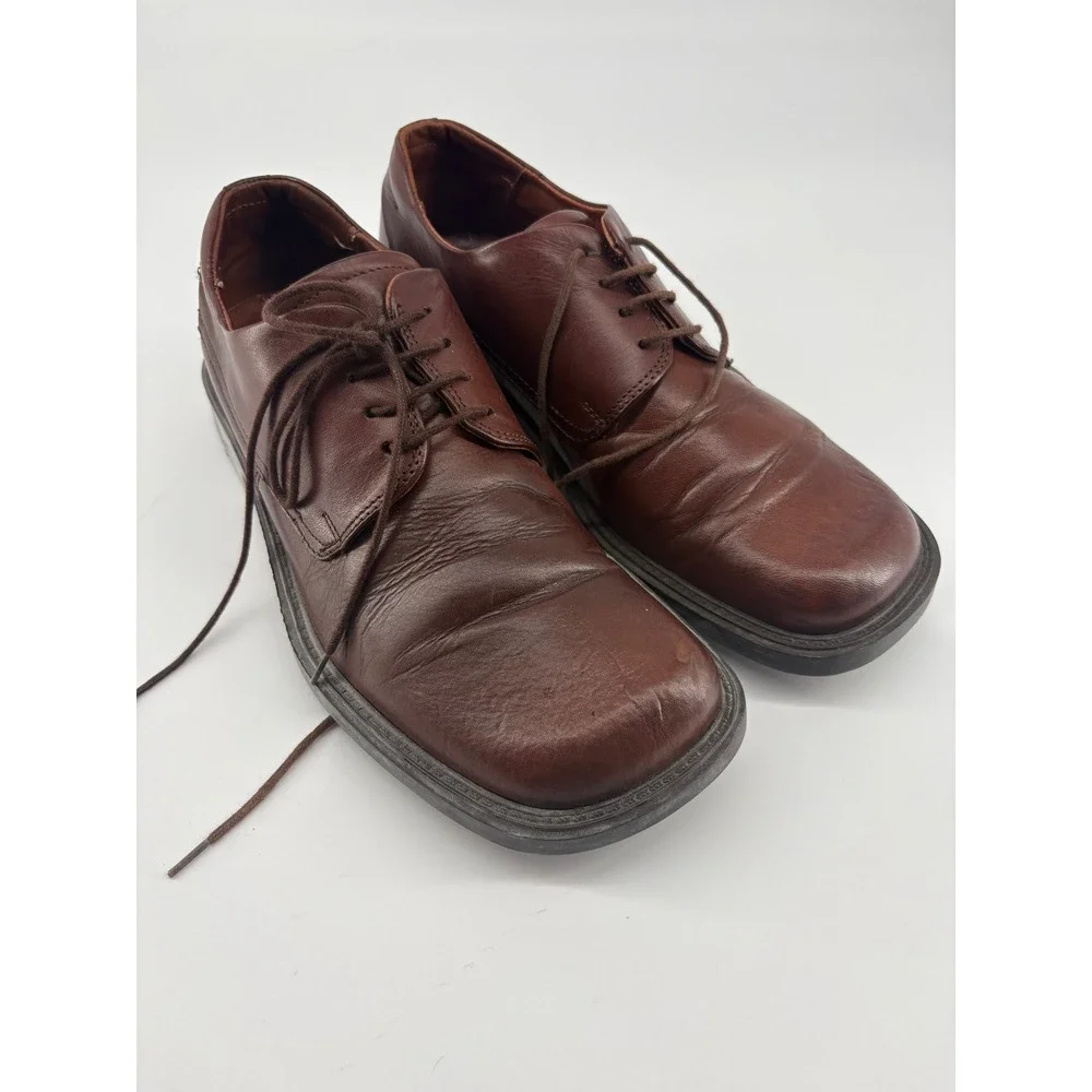 Vintage Kenneth Cole NY Republican Derby Shoes Brown Leather Y2K Italy 41 8