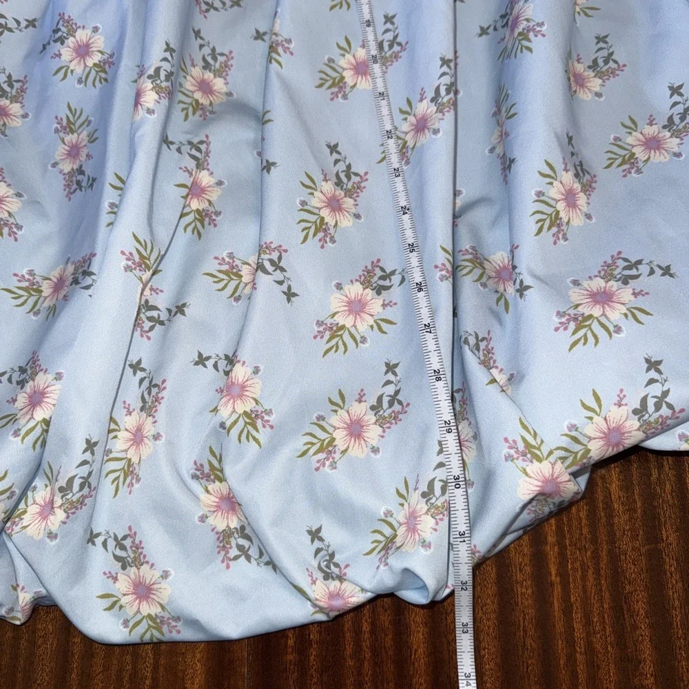 Free‎ People In A Bubble Mini Dress Women's Size Medium Blue Floral Adjustable