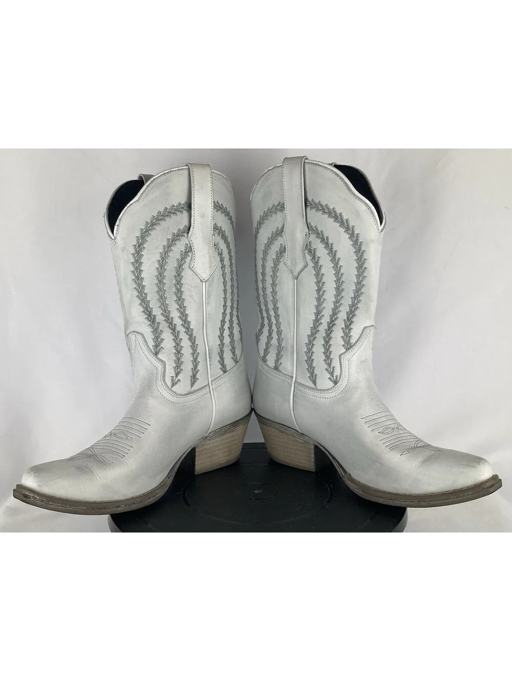 Women’s Size 8 Sterling River White Leather Western Cowboy Boots Pointed Toe