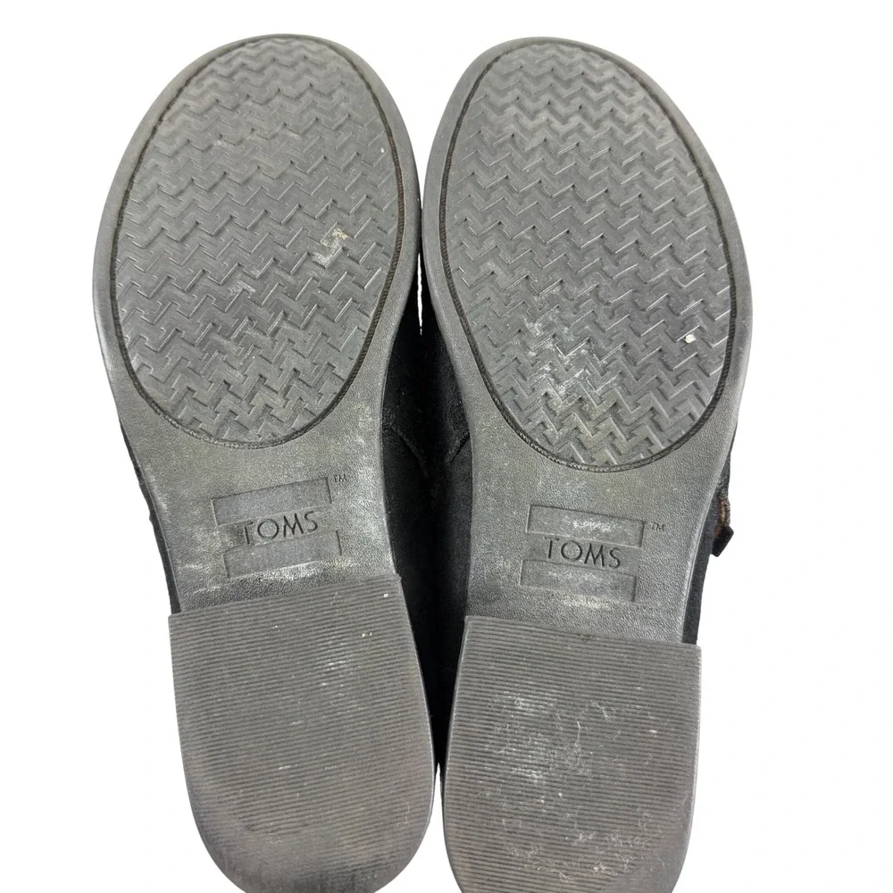 TOMS Shaye Black Suede‎ Slip On Booties Block Heel Womens Sz 8 Minimalist Casual