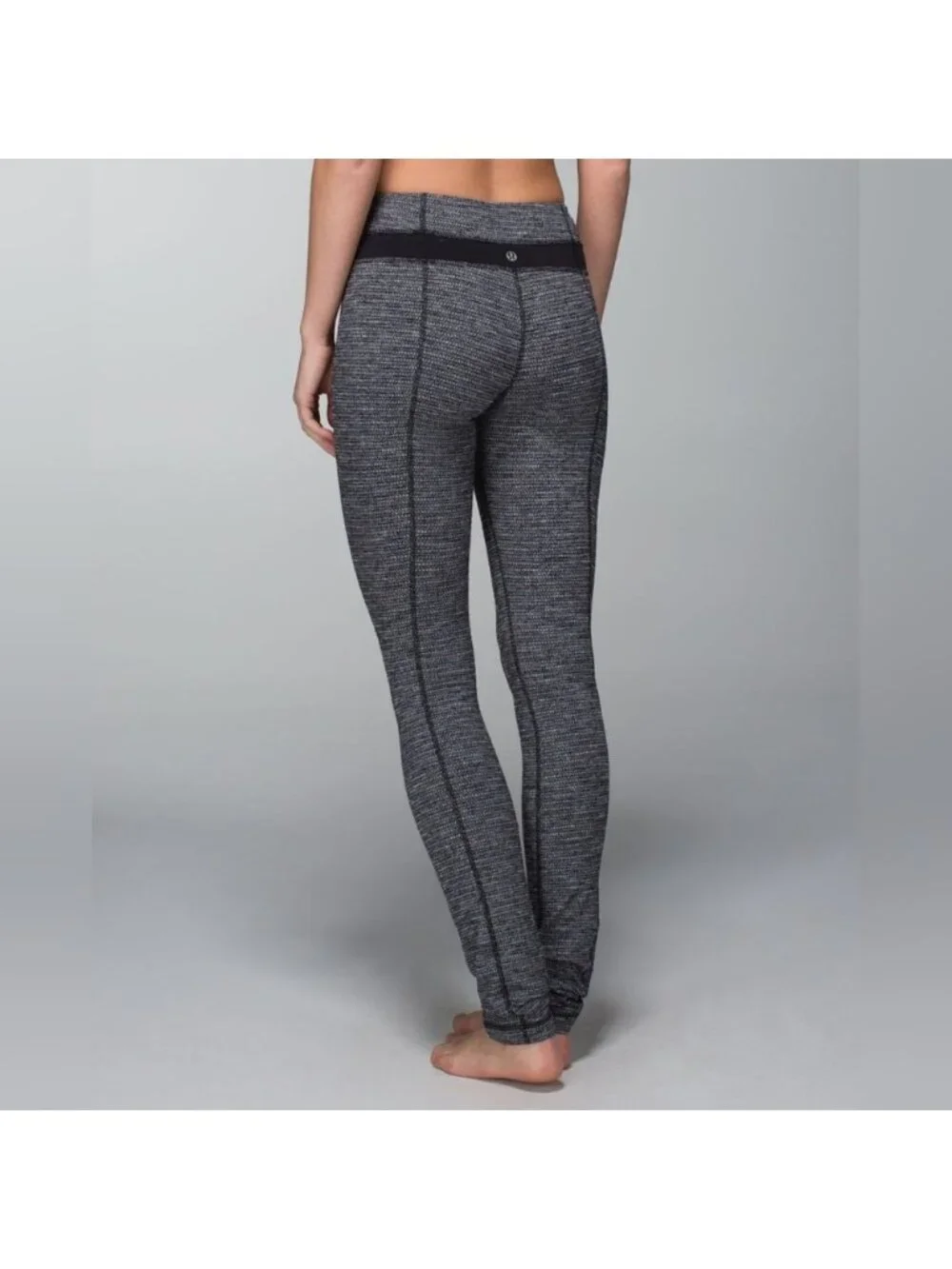 Lululemon Skinny Groove Pant Coco Pique Black / Black EUC