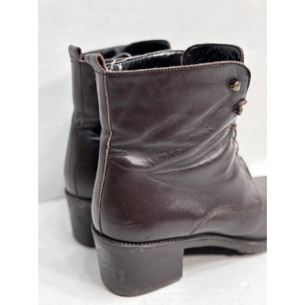 Vintage 90s G.H.‎ Bass R-560 Made in Italy Leather Lace Up Ankle Boots 8.5M