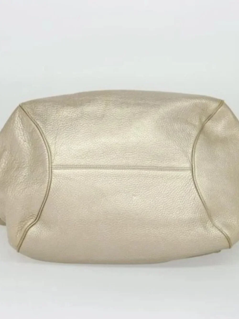 Salvatore Ferragamo Gancini Tote Bag Leather Silver Gold Auth JB034
