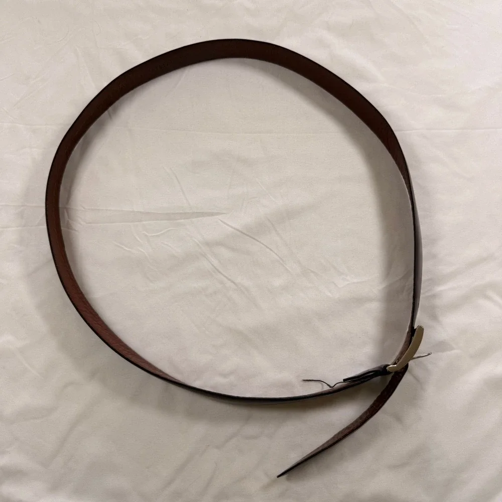 Cole Haan Mens Burgundy Leather Belt Solid Brass‎ Buckle USA Made A1934 Size 42