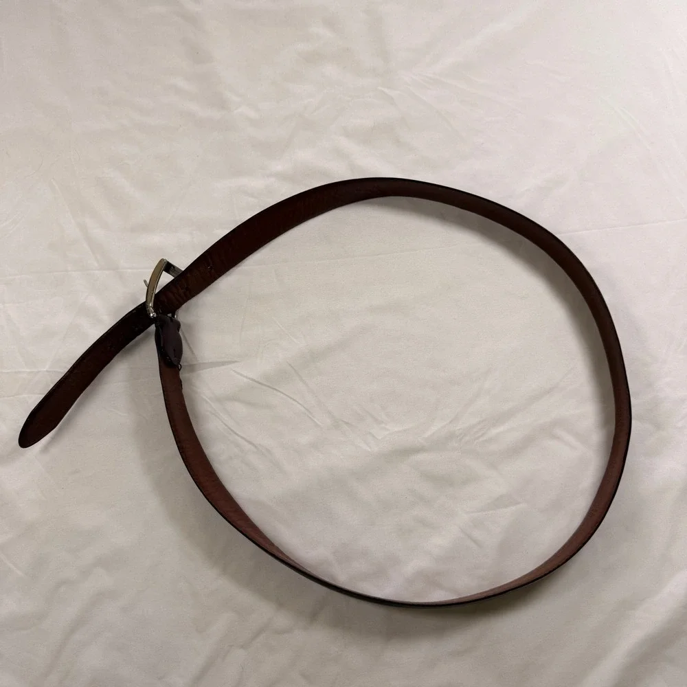 Cole Haan Mens Burgundy Leather Belt Solid Brass‎ Buckle USA Made A1934 Size 42