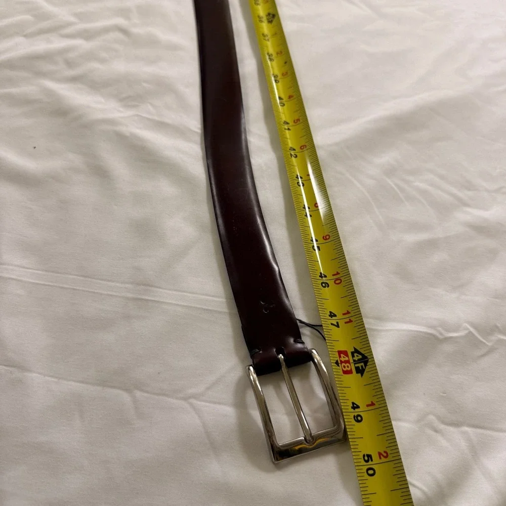 Cole Haan Mens Burgundy Leather Belt Solid Brass‎ Buckle USA Made A1934 Size 42