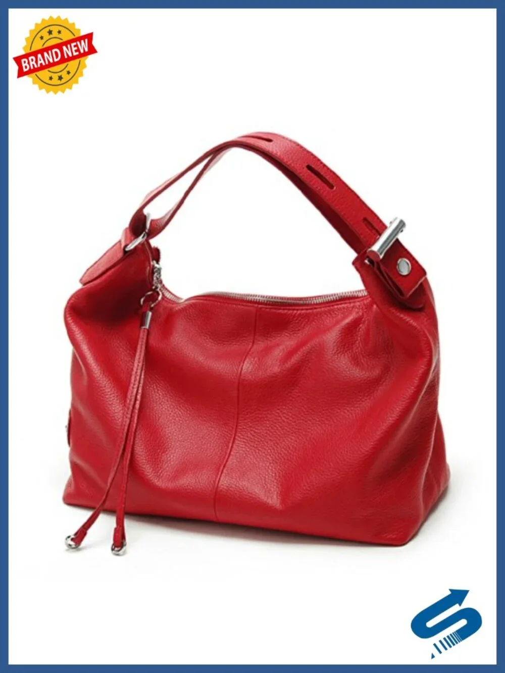 Genuine Leather Women's Tote Handbag with Adjustable Shoulder Strap and