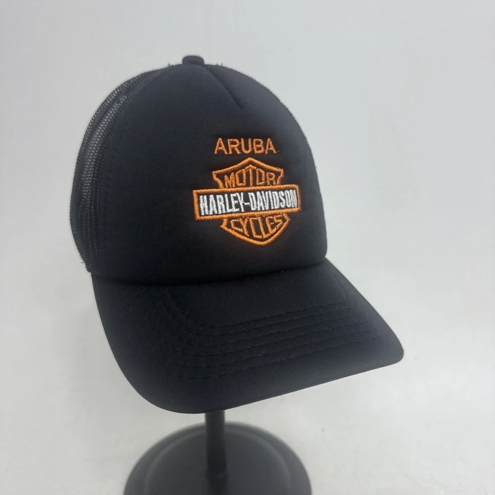 Harley Davidson Aruba black mesh snapback hat rear embroidered patch