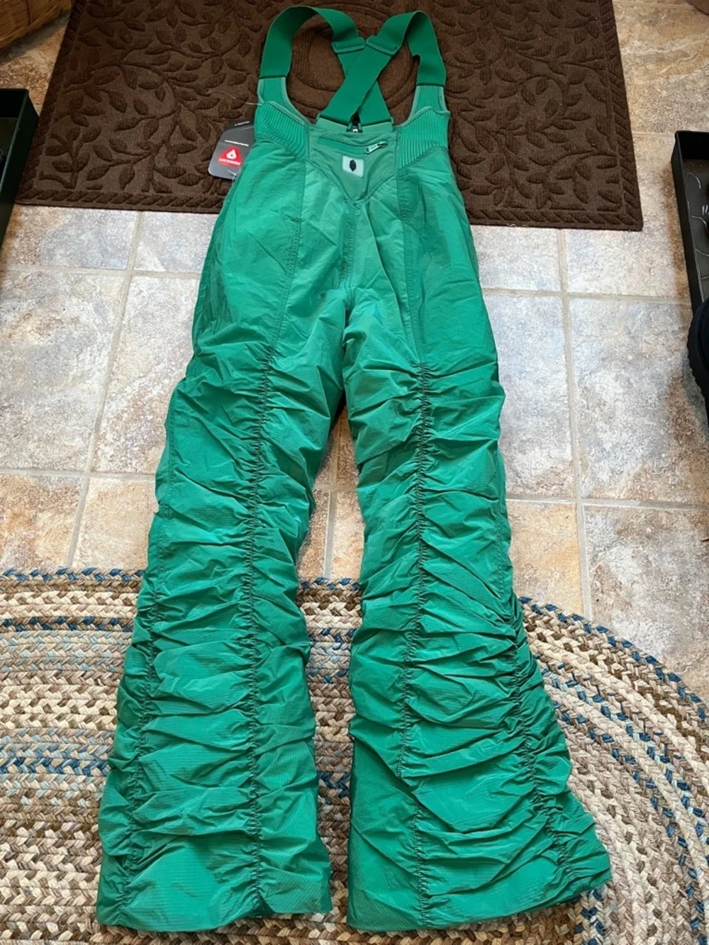 Free People Movement Lift Laugh Love Ski Bib Green Glow Size Small NWT