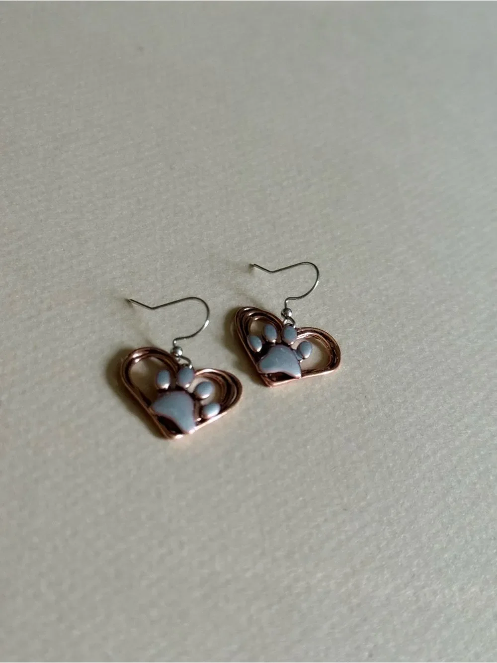 Heart Paw Drop Earrings #2417