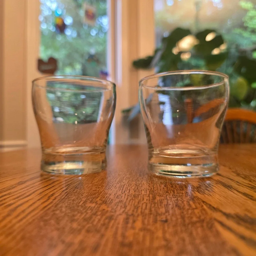 Set of 2 Weighted Whiskey Rocks Glasses Clear Flared Lowball Tumblers 3.25in‎