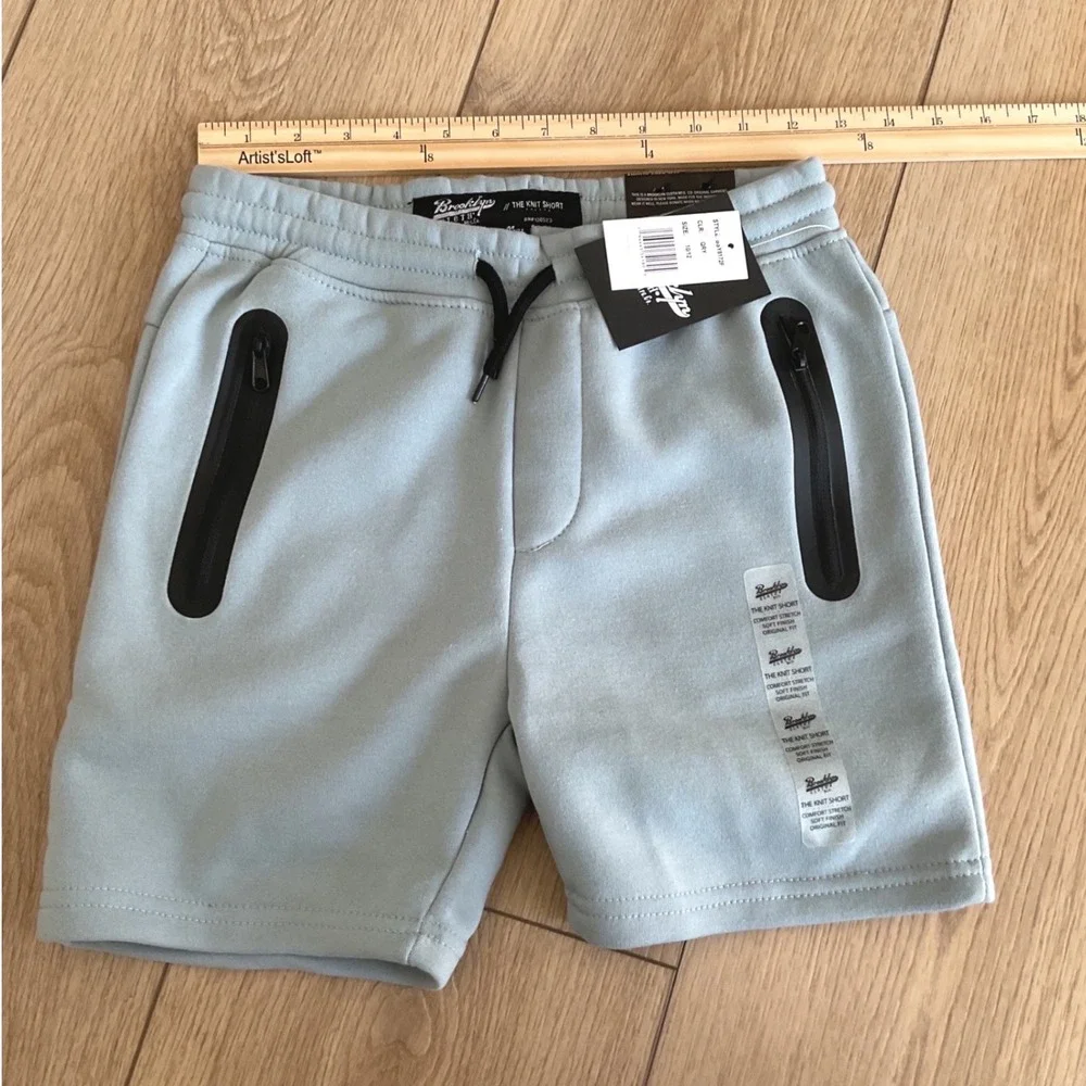 Brooklyn Cloth Kids The‎ Knit Short Light Blue Zip Pockets Size 10/12