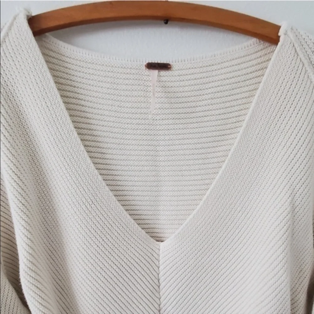 Free People Oversized Chunky Knit Sweater La Brea Heavy Cream Ivory Pullover Top