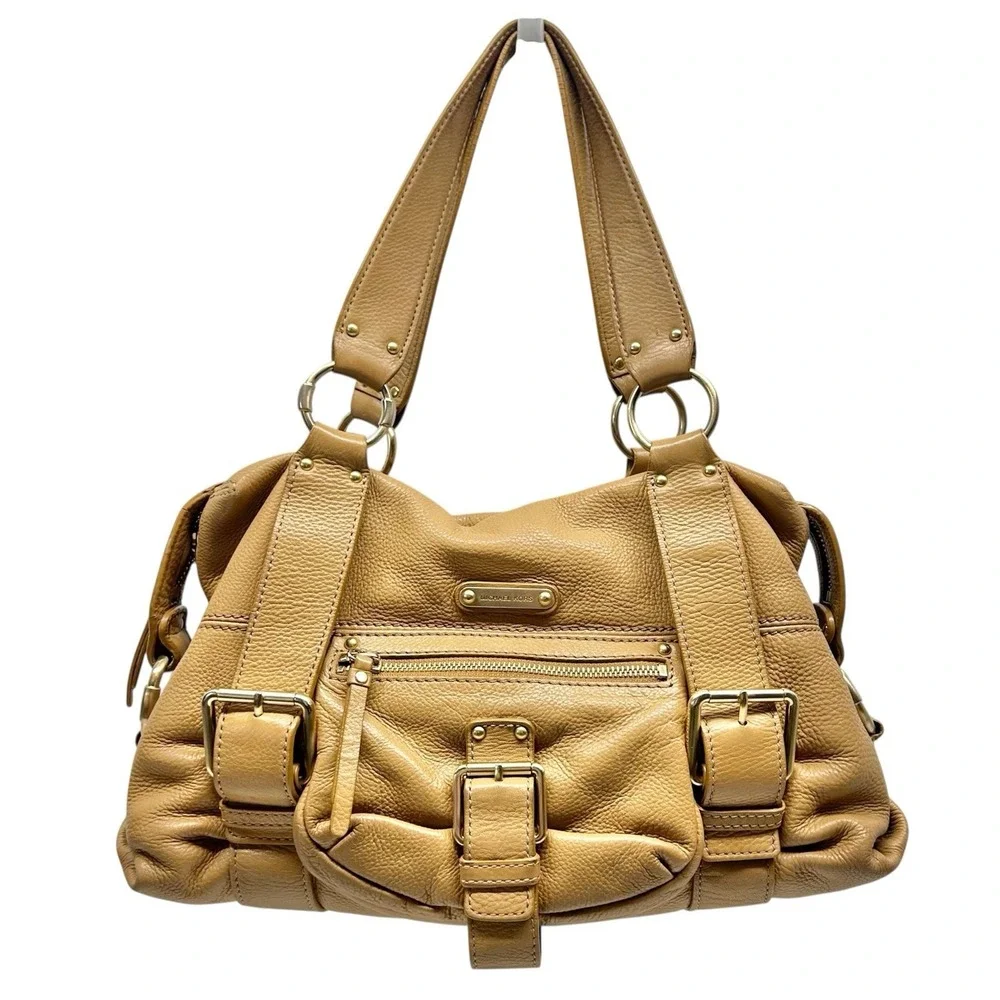 Michael Kors Austin Pebbled Leather Satchel Bag Hobo Shoulder Bag‎ Gold Hardware
