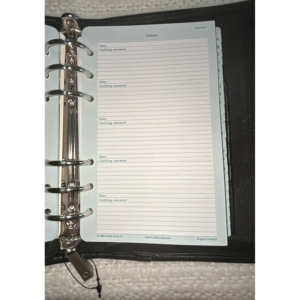 Vtg Franklin Covey Compact System 6 Ring Binder Black NWOT‎ Undated Inserts