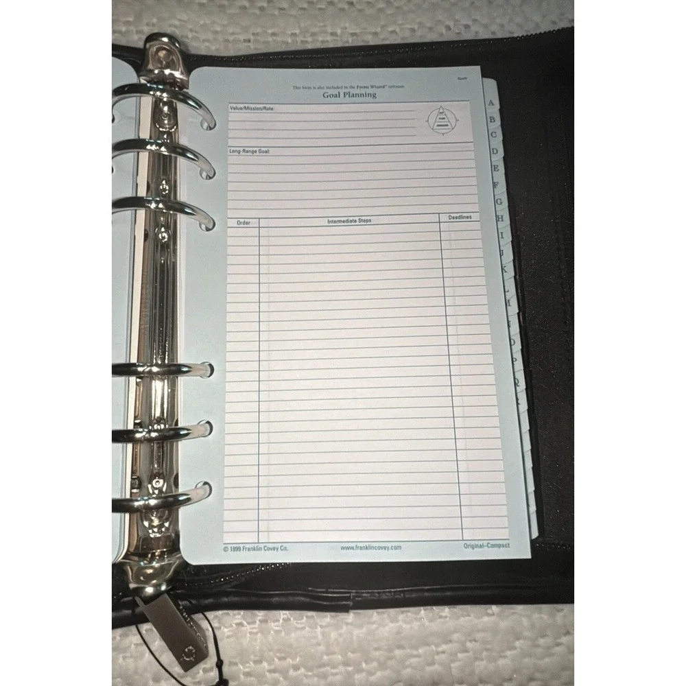 Vtg Franklin Covey Compact System 6 Ring Binder Black NWOT‎ Undated Inserts