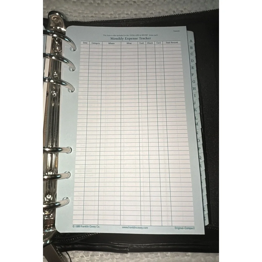 Vtg Franklin Covey Compact System 6 Ring Binder Black NWOT‎ Undated Inserts