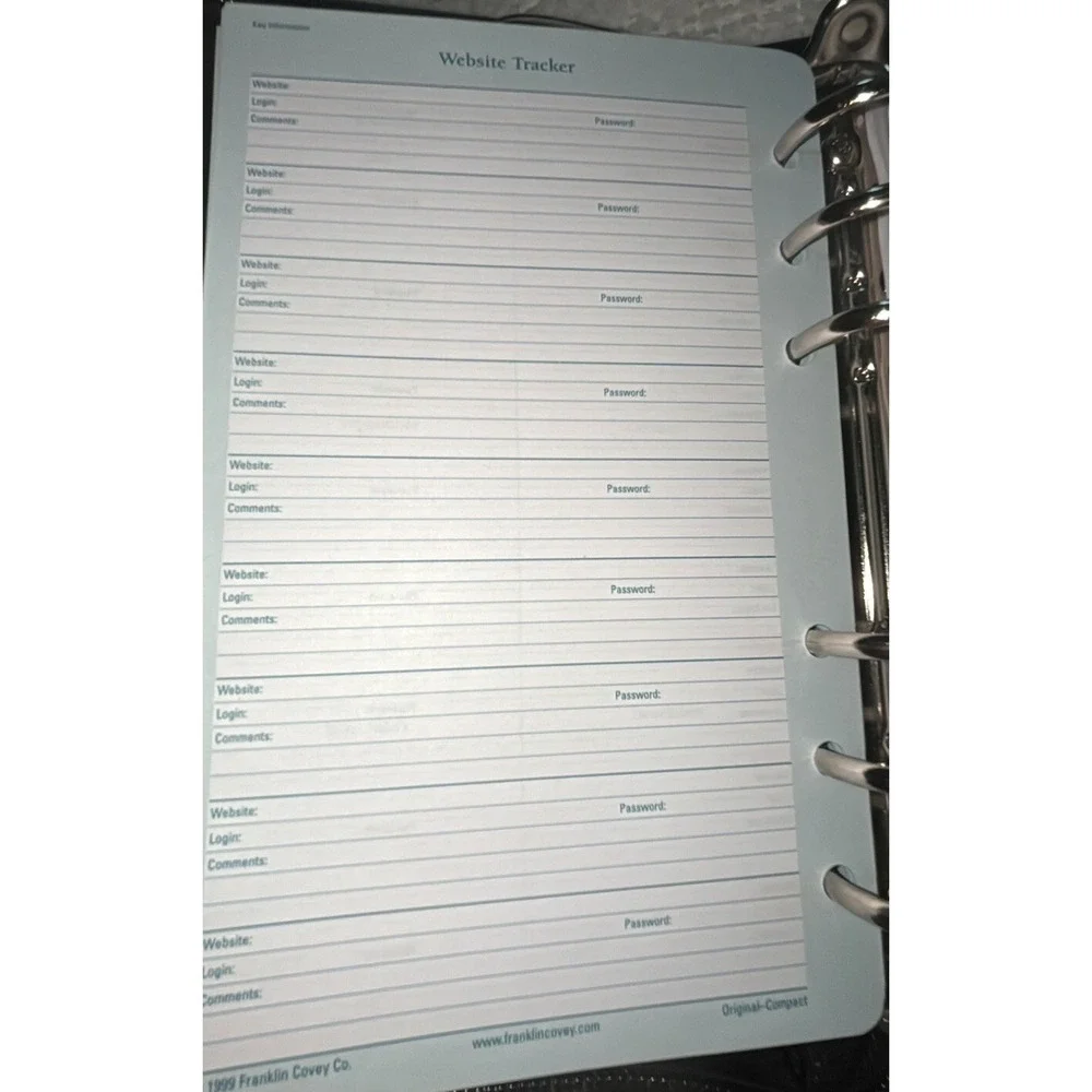 Vtg Franklin Covey Compact System 6 Ring Binder Black NWOT‎ Undated Inserts