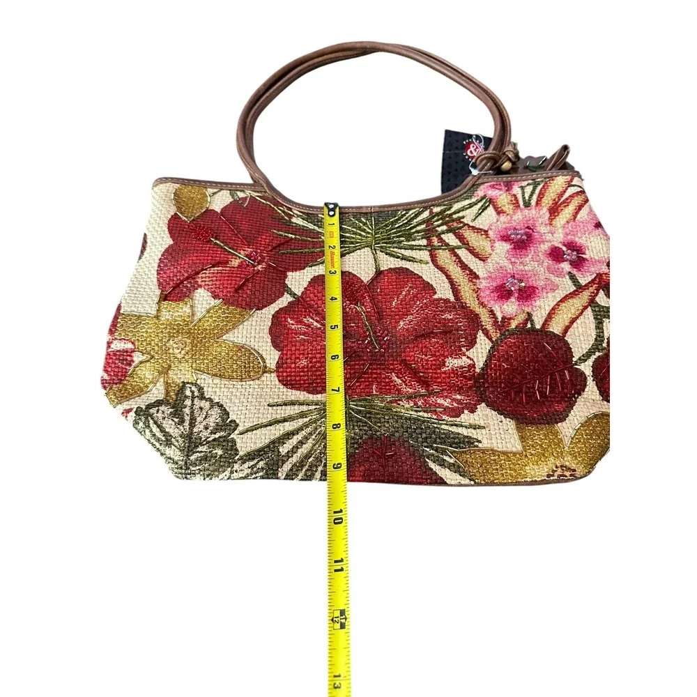 NEW frankie & johnnie floral beaded should bag‎ purse woven