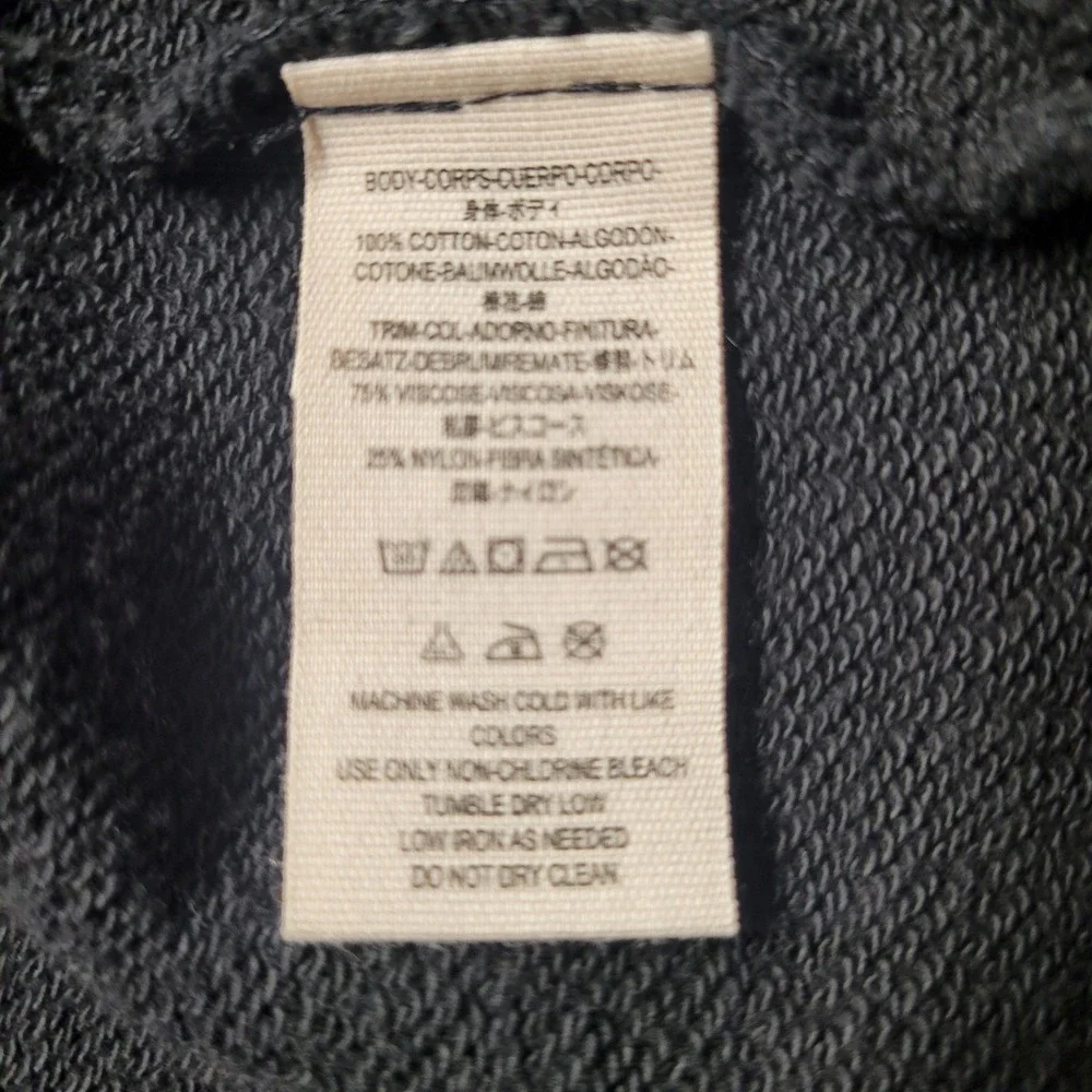 Free People Black Velvet Trim Hooded Cardigan Drawstring Waist Jacket Small‎