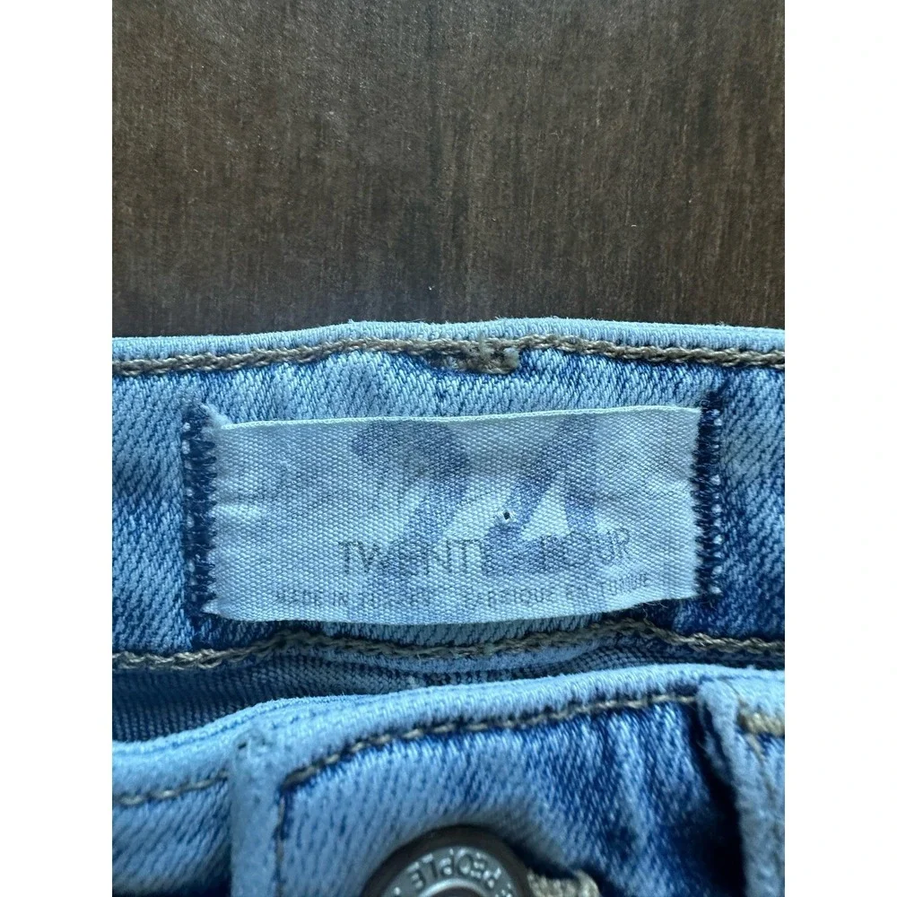 Free People Twenty 4 Ripped High Rise Button Fly Skinny Jeans Light Wash‎