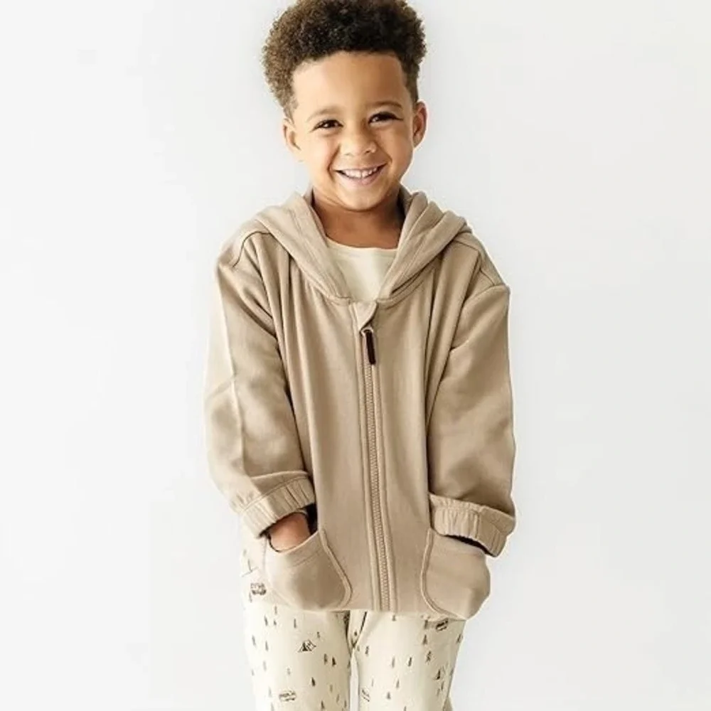 MAKEMAKE Toddler Baby Certified Organic Cotton Fleece Sweatshirt Mocha Size 0-3M