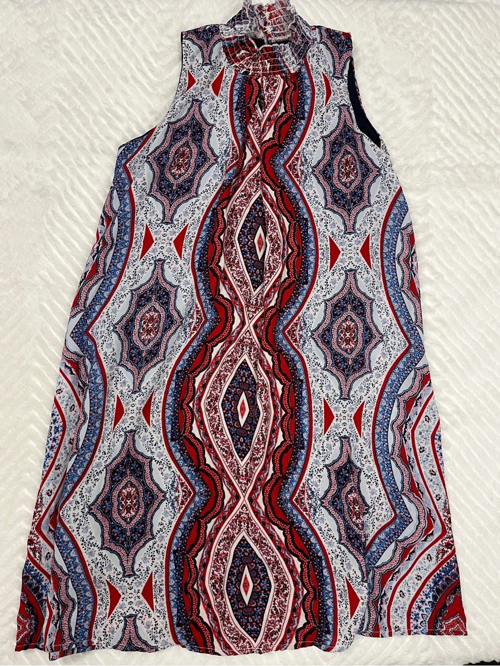 Speechless Sleeveless Paisley High Neck Dress Girls‎ 14 red white blue