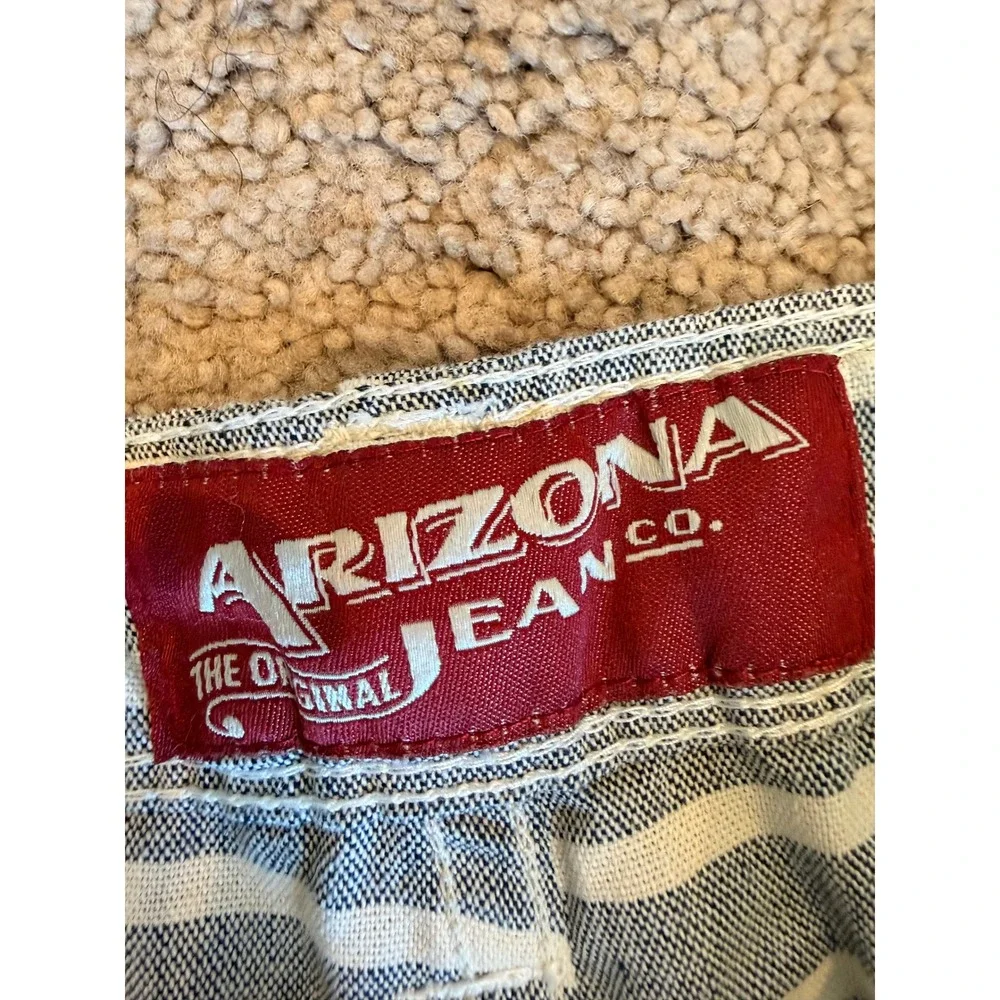 Arizona Jean Co Men Blue White Striped Chino Shorts Sz 31 Nautical Preppy Resort