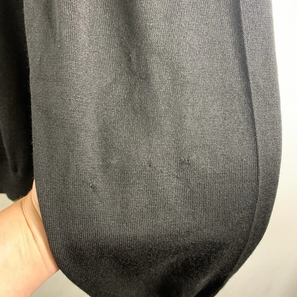 Paul Fredrick Mens Fine Merino Wool Polo Sweater Size L Black Lightweight Preppy