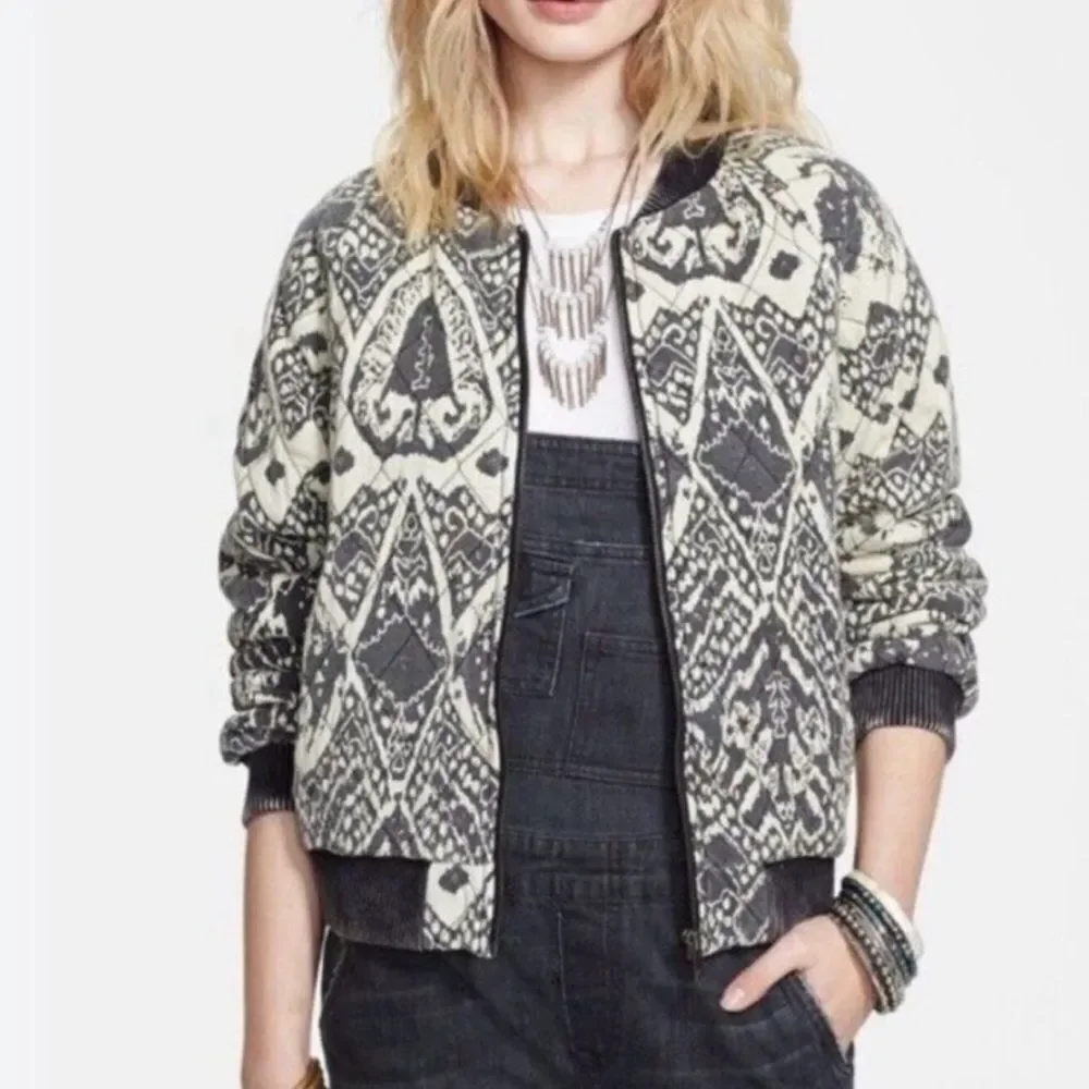 Free People Love Story Quilted Boho Bomber Jacket size XS