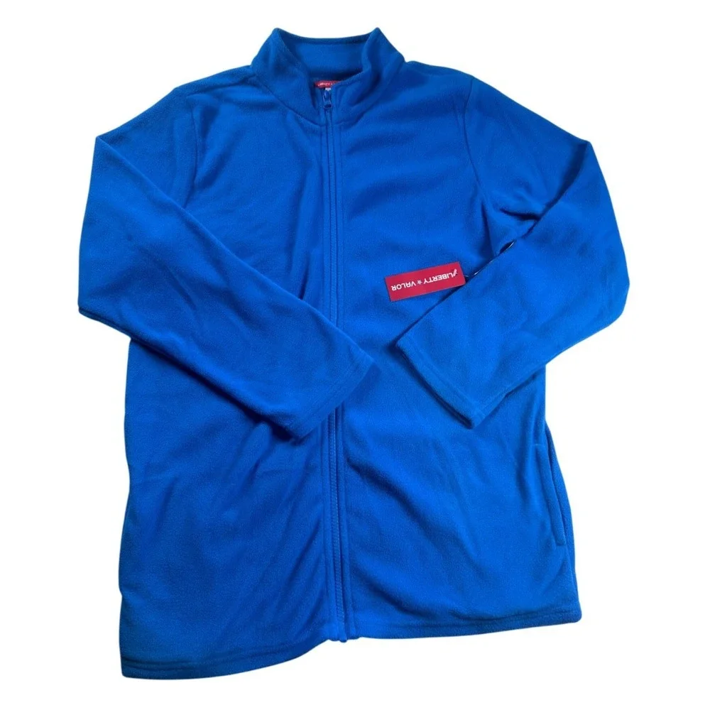 Liberty Valor Boys Blue‎ Full Zip Fleece Jacket Mock Neck XL 14/16 Pockets NWT